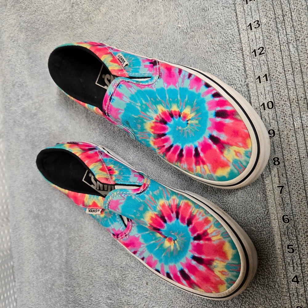 Vans Classic Slip-On Tie Dye Multi Color Canvas Shoes Womens 6.5 Low Top Sneaker